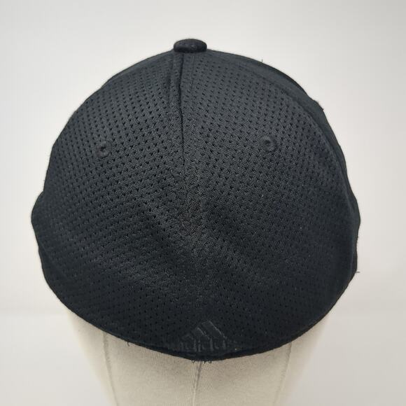 Adidas Fitted Baseball Cap Black Medium Lightweight Embroidered 6 Panel A-Flex - Picture 6 of 10